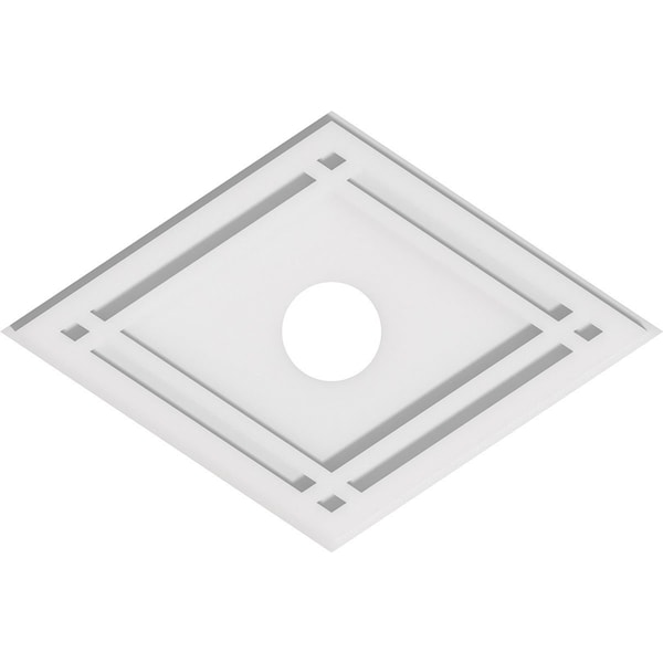 Ekena Millwork Diamond Architectural Grade PVC Ceiling Medallion, 20"W x 13 3/8"H x 3"ID x 7"C x 1"P, One-Piece CMP20X13DD-03000 - main